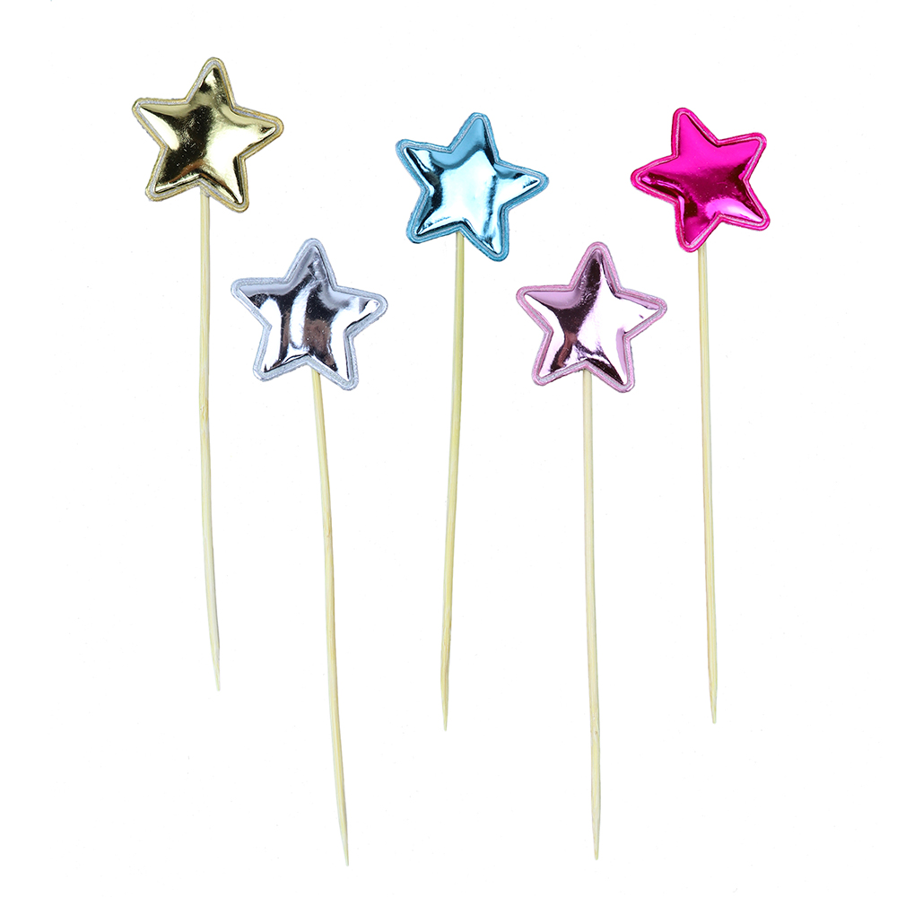O'Creme Colored Star Cake Toppers, Pack of 45