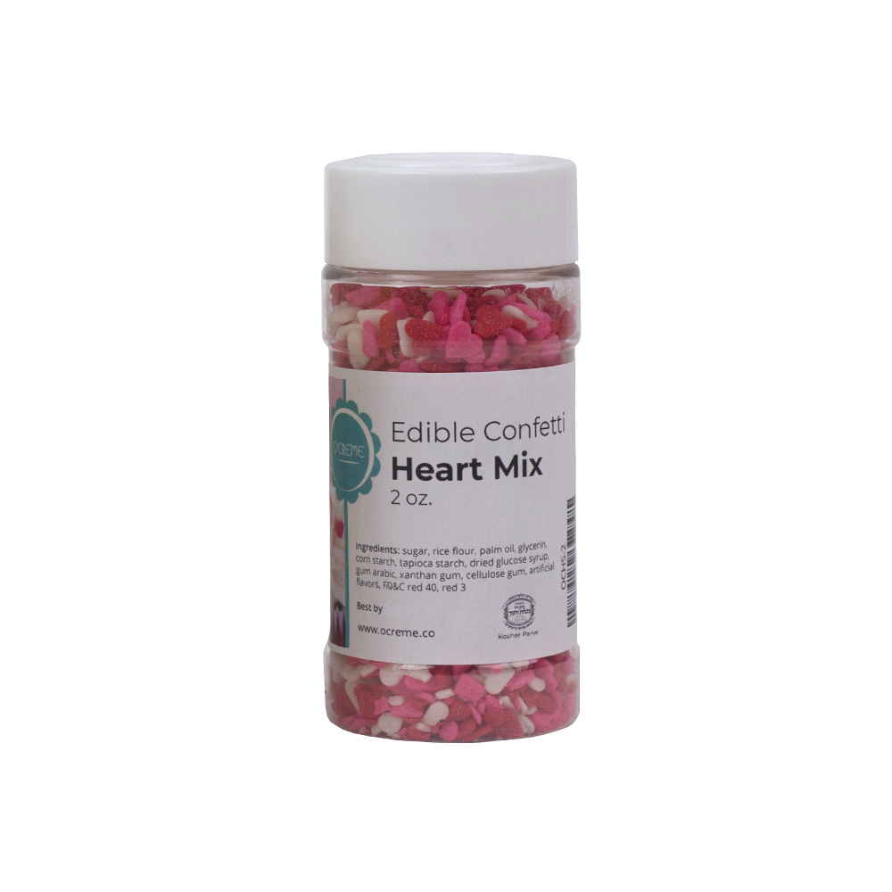 O'Creme Edible Confetti Heart Mix, 2 oz.