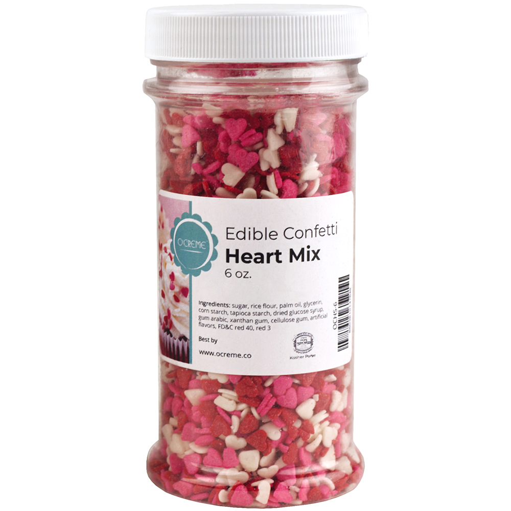 O'Creme Edible Confetti Heart Mix, 6 oz.