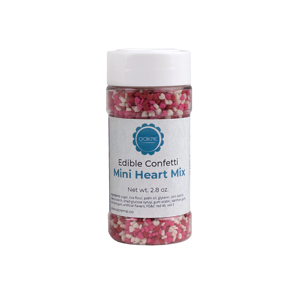 O'Creme Edible Confetti Mini Heart Mix, 2.8 oz.