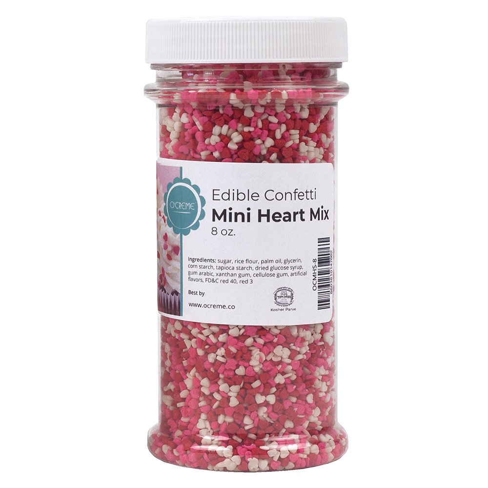 O'Creme Edible Confetti Mini Heart Mix, 8 oz.