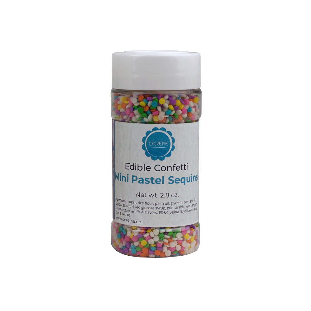 O'Creme Edible Confetti Mini Pastel Sequins, 2.8 oz.