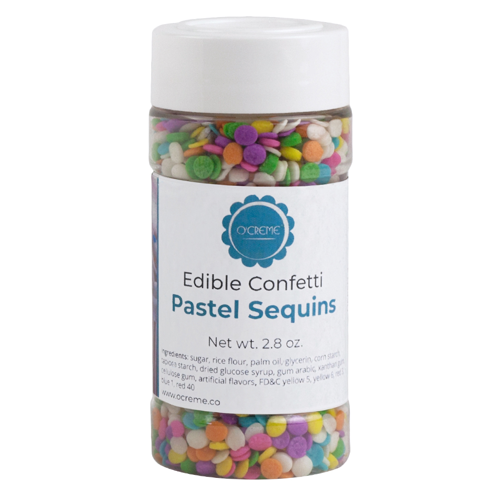 O'Creme Edible Confetti Pastel Sequins, 2.8 oz.