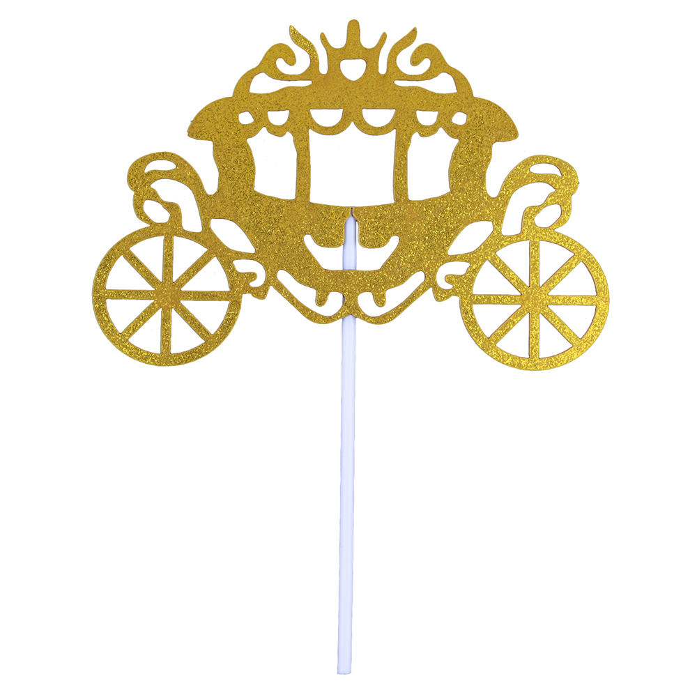 O'Creme Gold Carriage Cake Toppers, Pack of 10