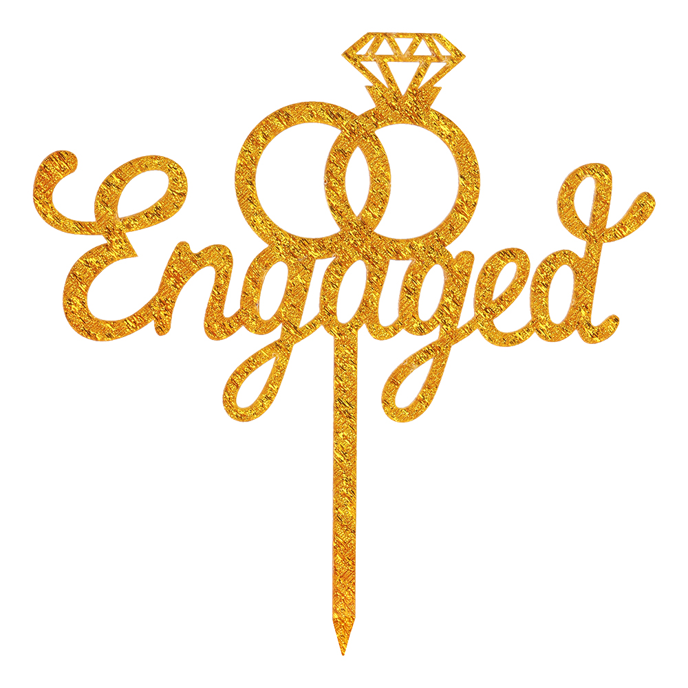 O'Creme Gold 'Engaged' Cake Topper