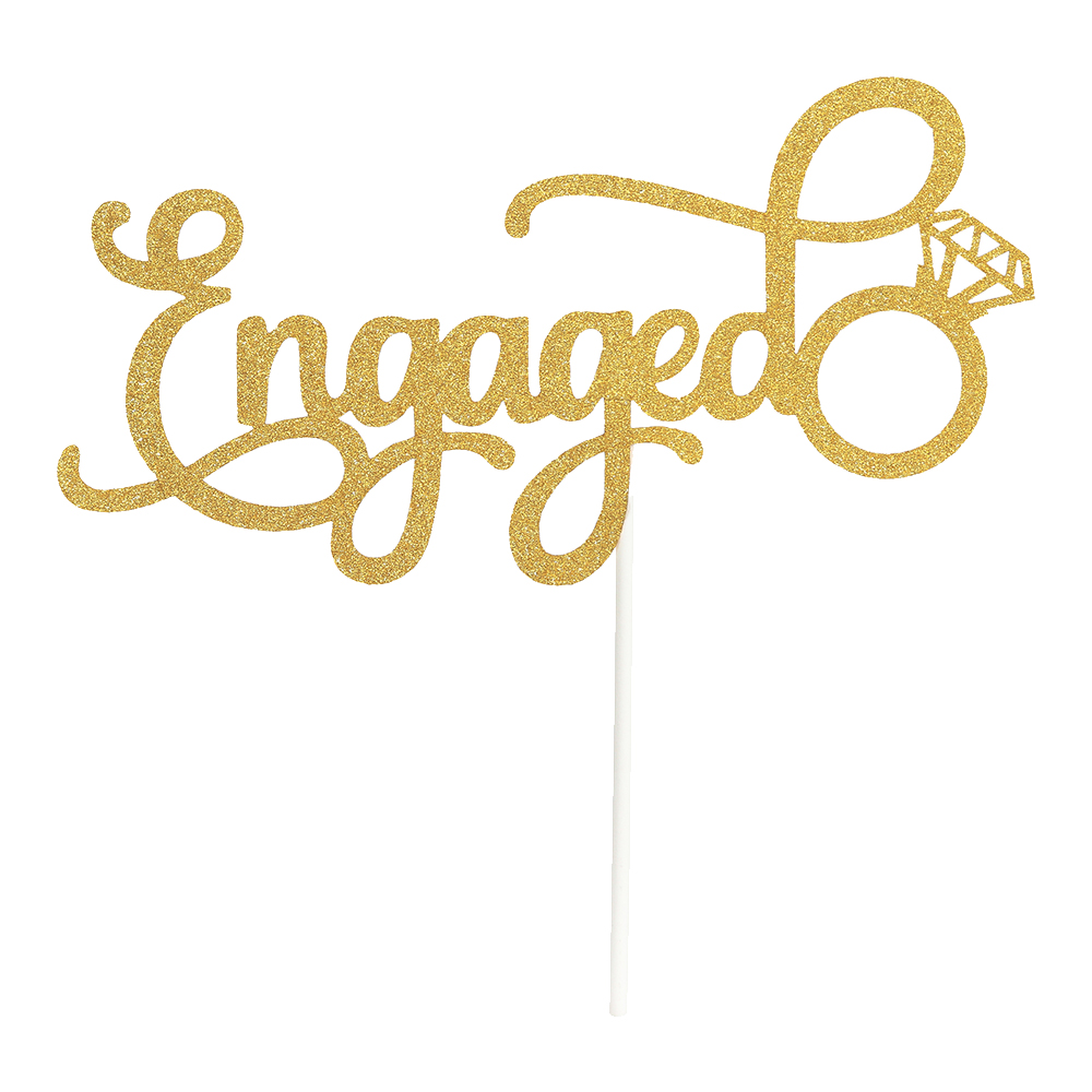 O'Creme Gold 'Engaged' Cake Topper 