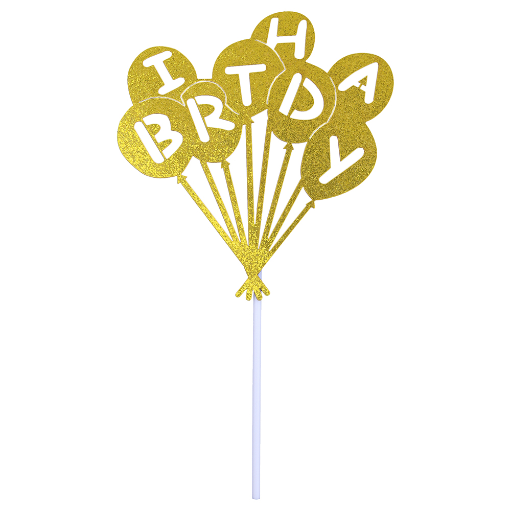 O'Creme Gold 'Happy Birthday' Balloons Cake Topper