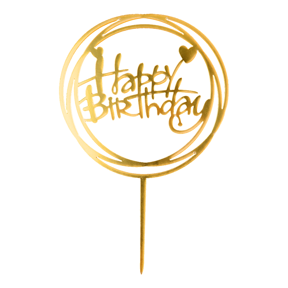 O'Creme Gold 'Happy Birthday' in Circles Cake Topper