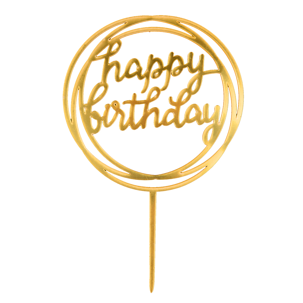 O'Creme Gold 'Happy Birthday' in Circles Cake Topper