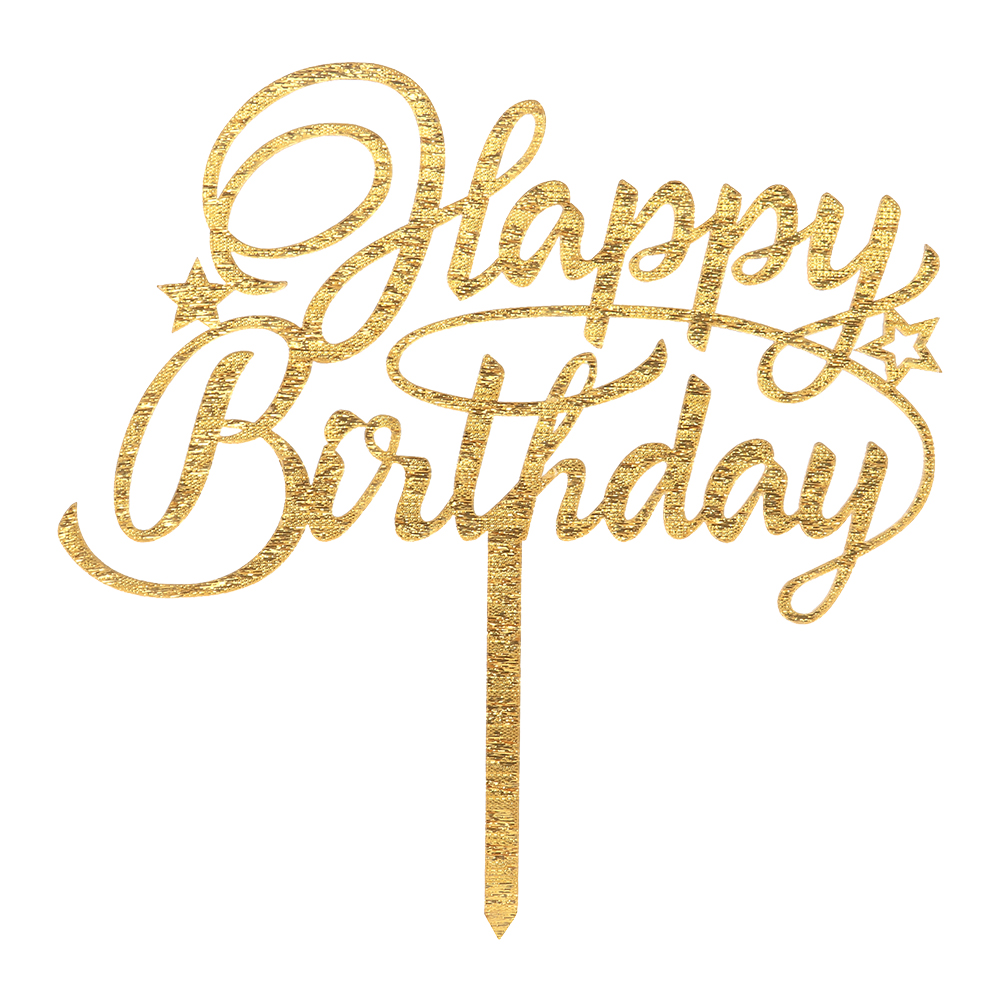 O'Creme Gold 'Happy Birthday' with Stars Cake Topper