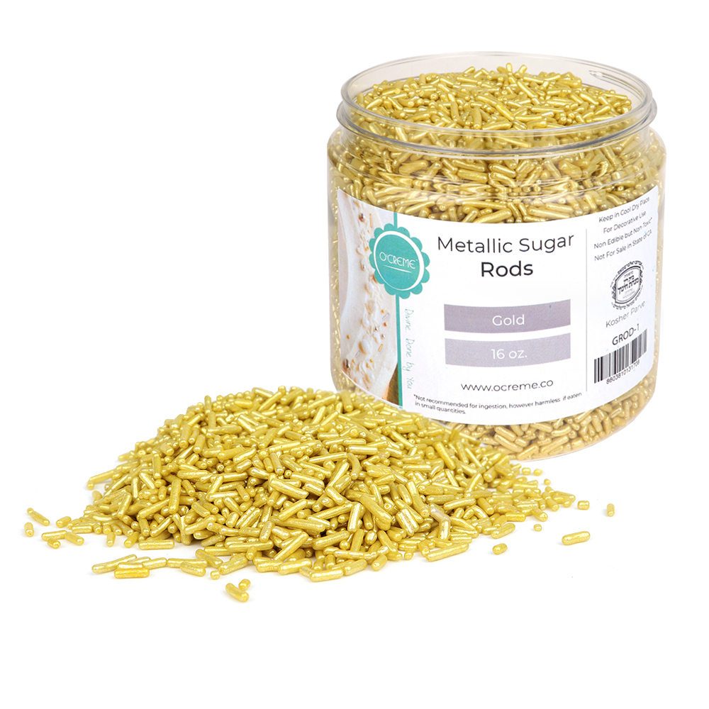 O'Creme Gold Metallic Sugar Rods, 8 oz.