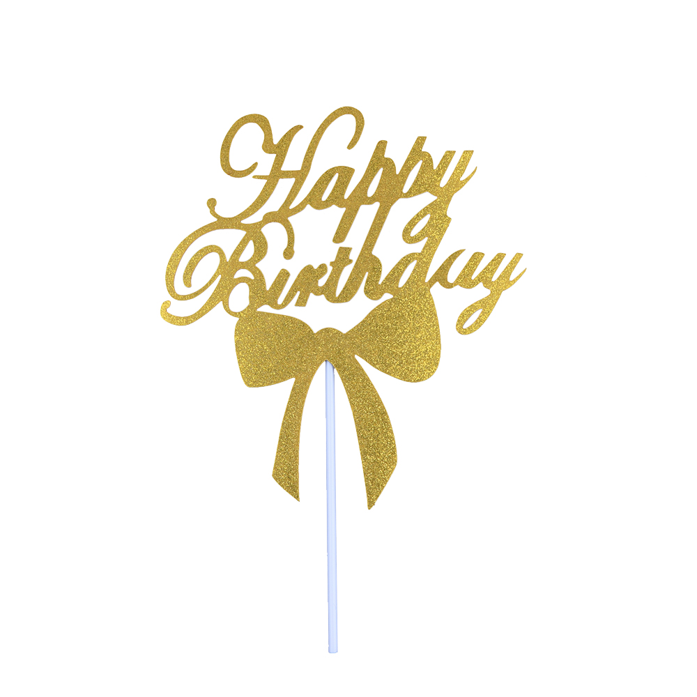 O'Creme Gold Paper 'Happy Birthday' Cake Toppers, Pack of 10