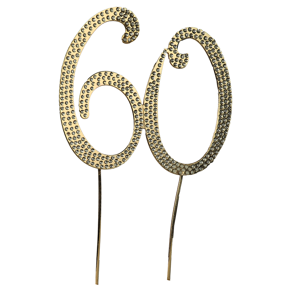 O'Creme Gold Rhinestone 'Number Sixty' Cake Topper