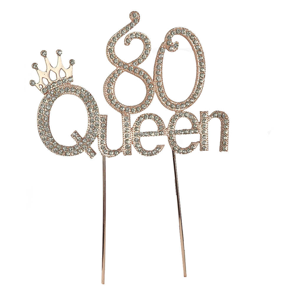 O'Creme Gold Rhinestone '80 Queen' Cake Topper