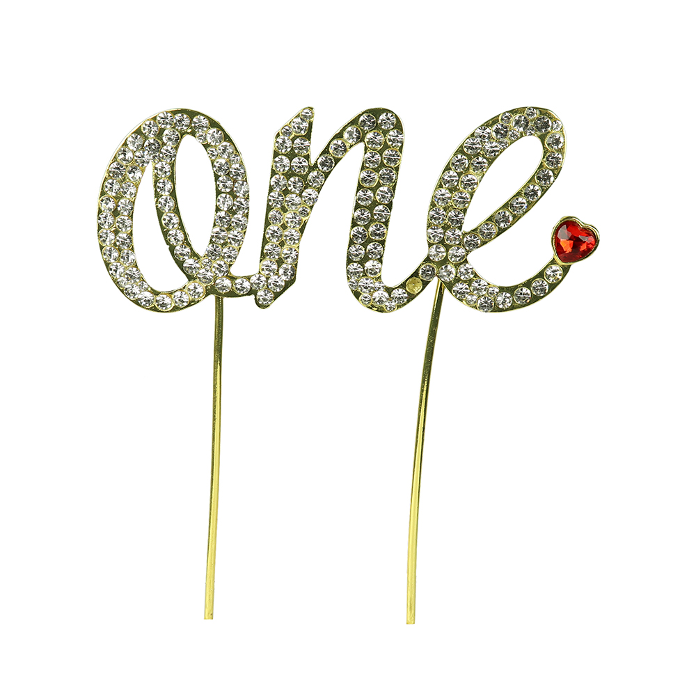 O'Creme Gold Rhinestone 'Number One' Cake Topper