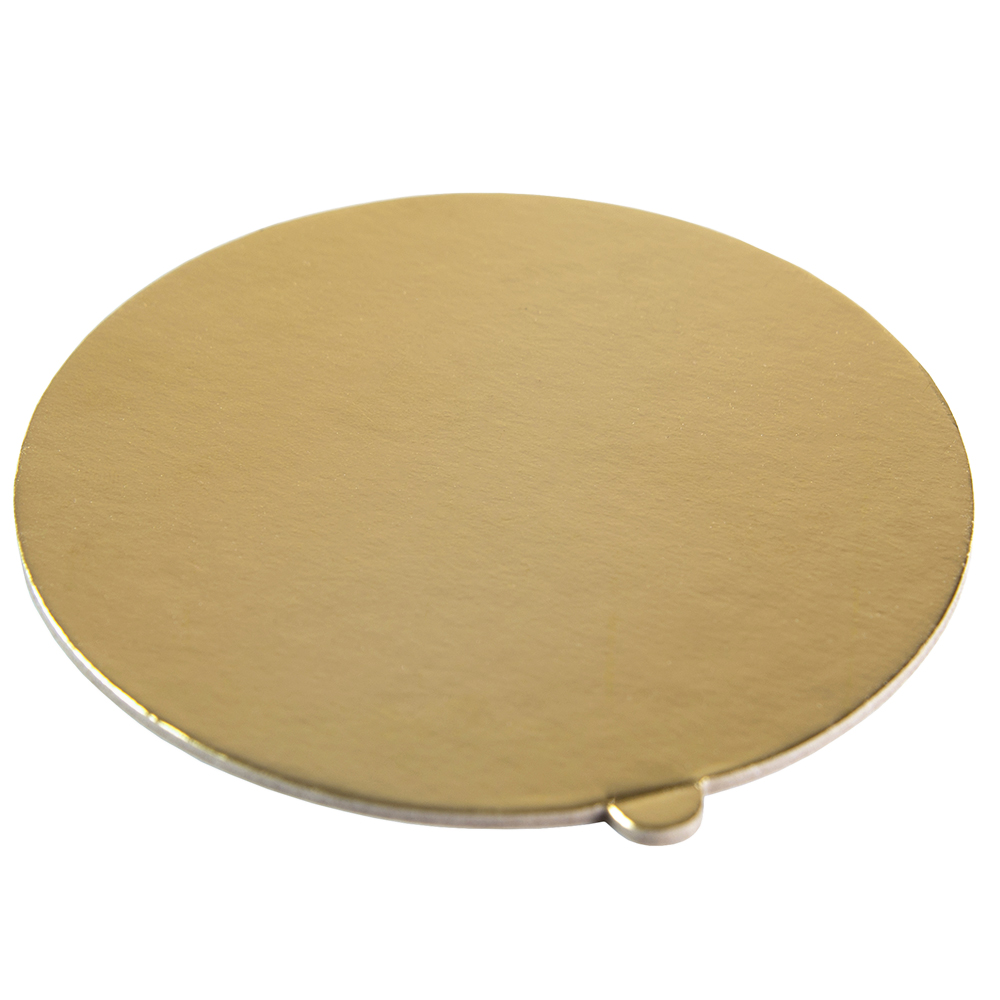 O'Creme Gold Round Mini Board with Tab, 4" - Pack of 100