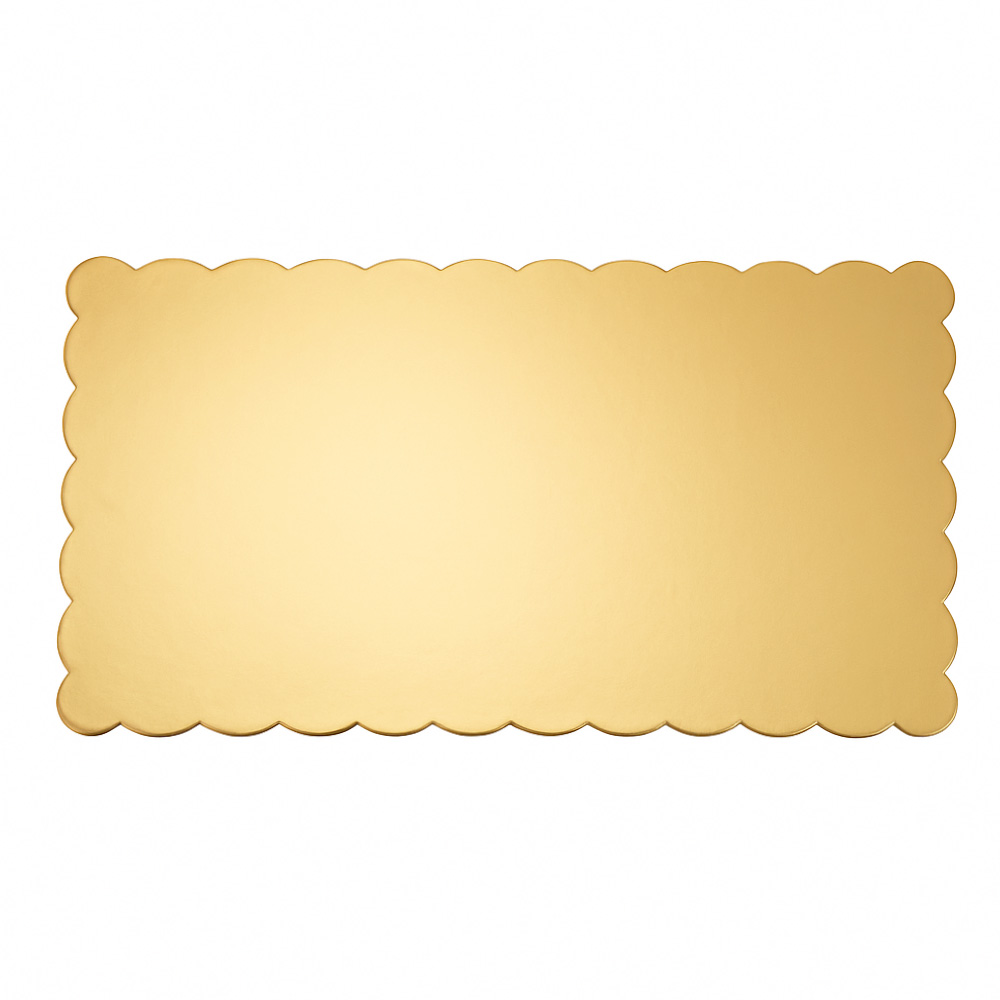 O'Creme Gold Scalloped Log Cake Board, 11.25" x 6.5" - Pack of 25