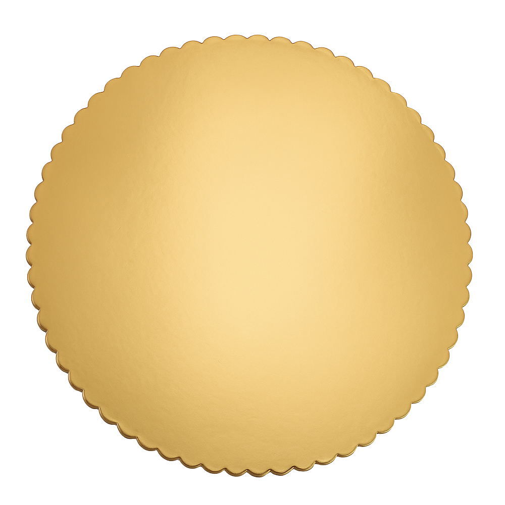 O'Creme Gold Scalloped Round Cake Boards, 10" Diameter - Pack of 25