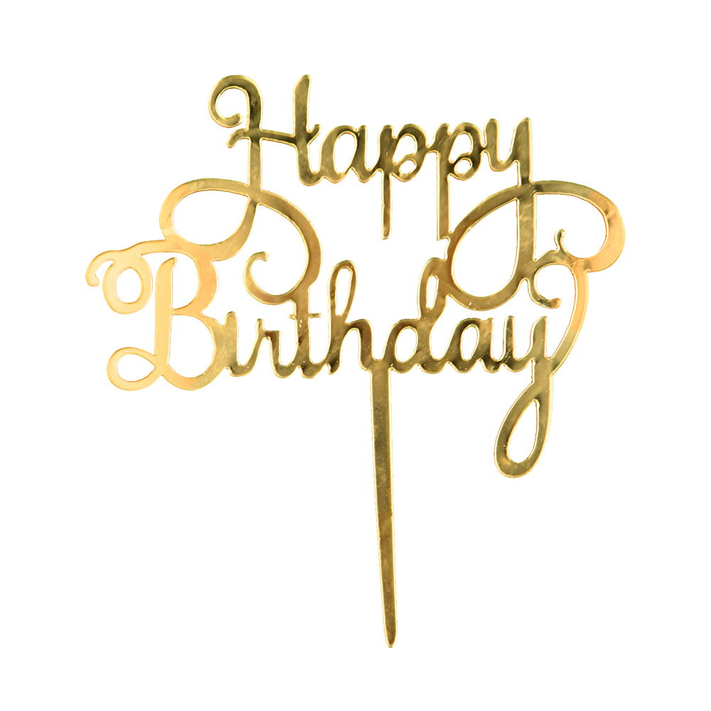 O'Creme Gold Script 'Happy Birthday' Cake Topper