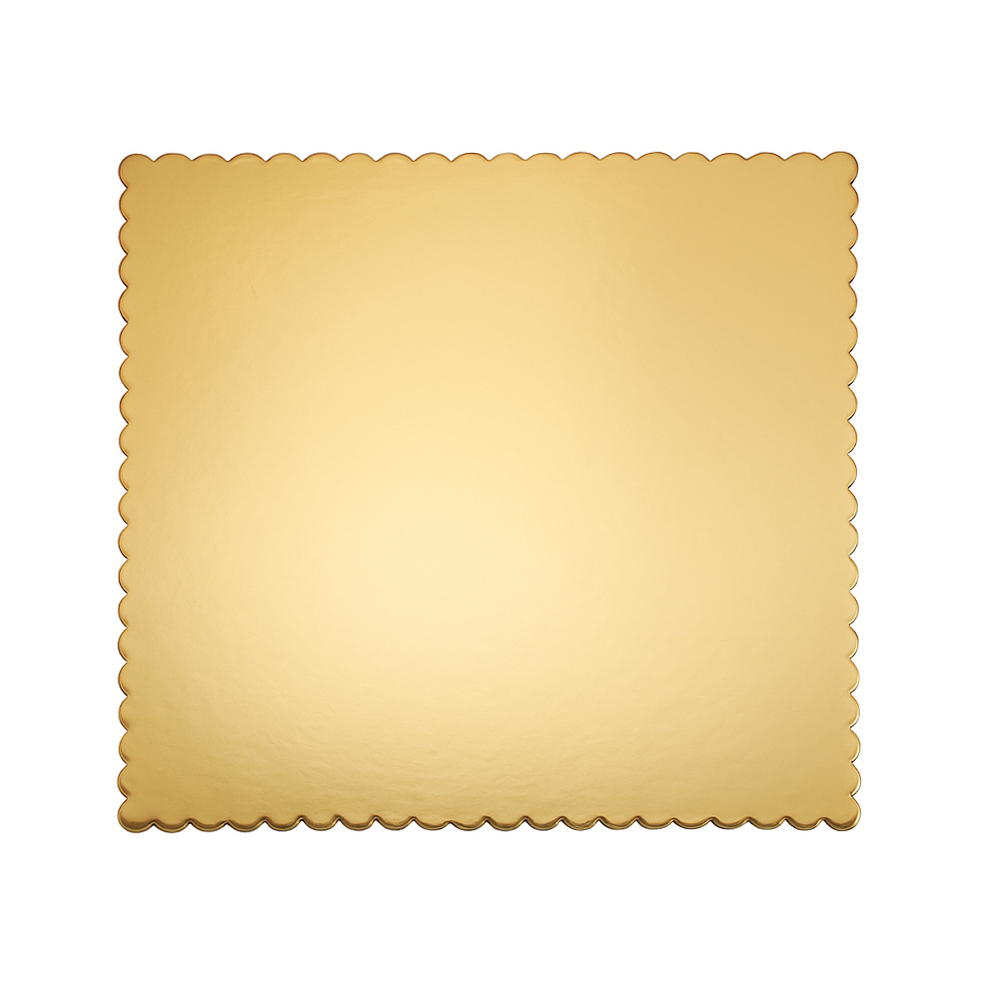 O'Creme Gold Square Scalloped Cake Boards, 12" x 12" - Pack of 25