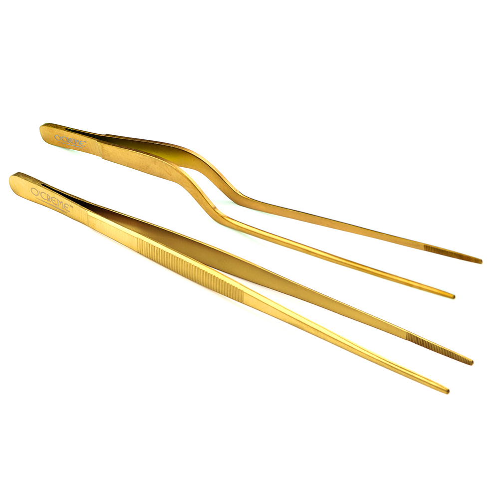 O'Creme Gold Stainless Steel Tweezers, Set of 2