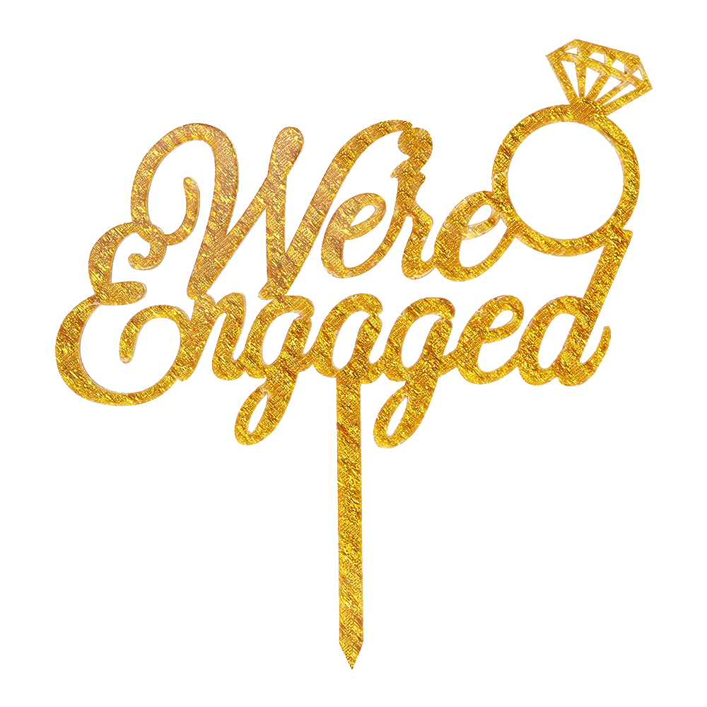 O'Creme Gold 'We're Engaged' Cake Topper