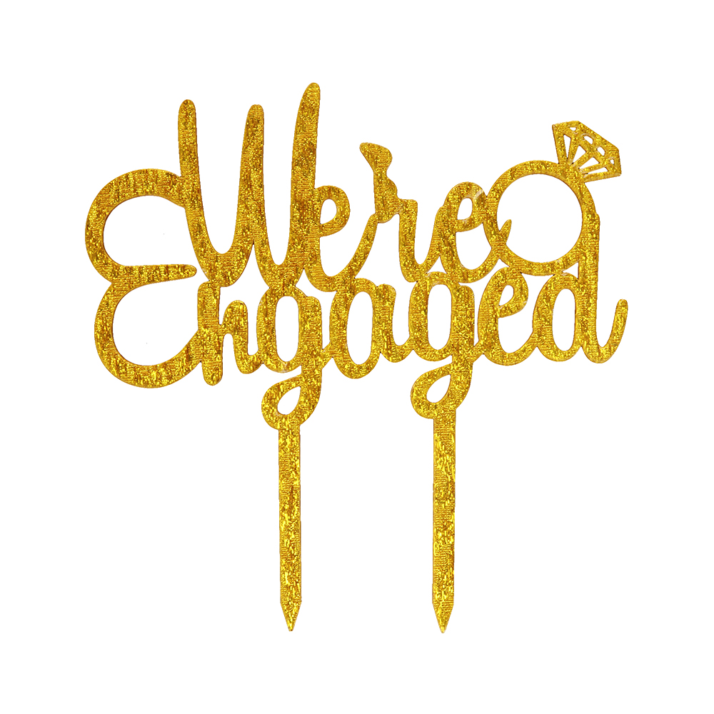 O'Creme Gold 'We're Engaged' Cake Topper