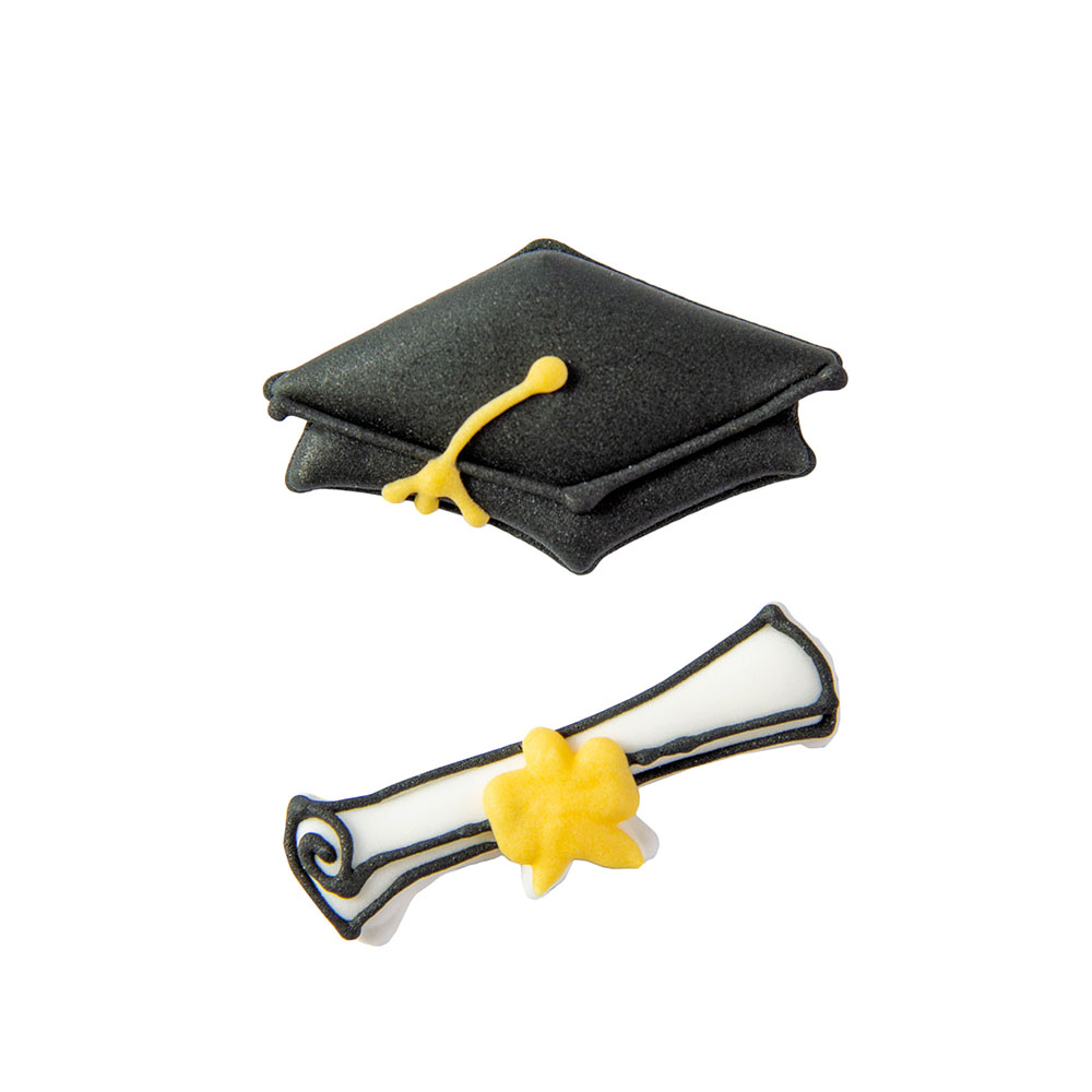 O'Creme Graduation Cap & Diploma Royal Icing Decorations, Set of 24