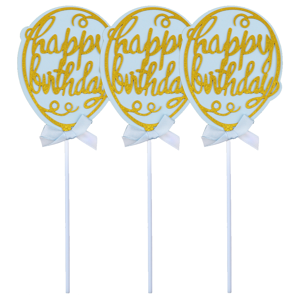 O'Creme 'Happy Birthday' Balloon Cake Toppers, Pack of 3