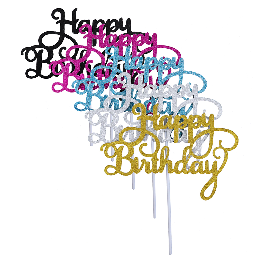 O'Creme 'Happy Birthday' Cake Toppers, Set of 10