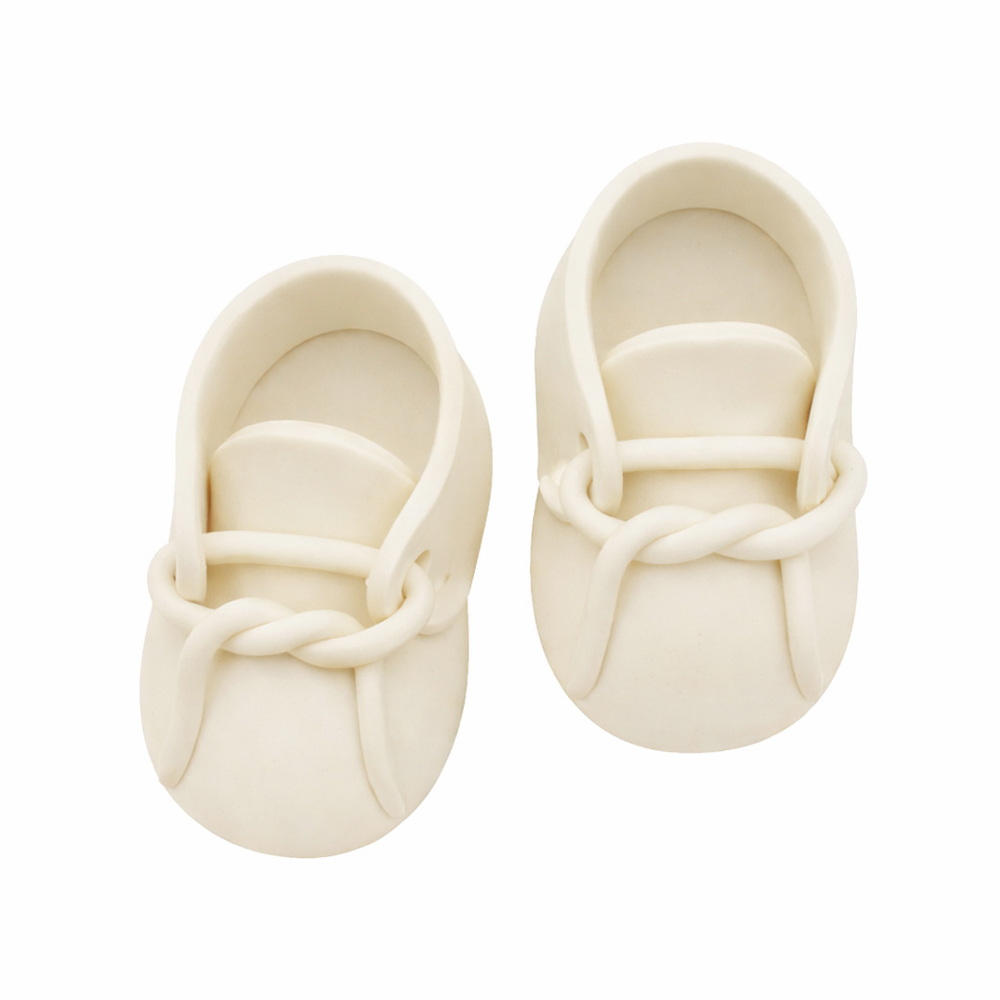 O'Creme Ivory Gumpaste Baby Booties, 2.75" x 1.5" - 1 Pair