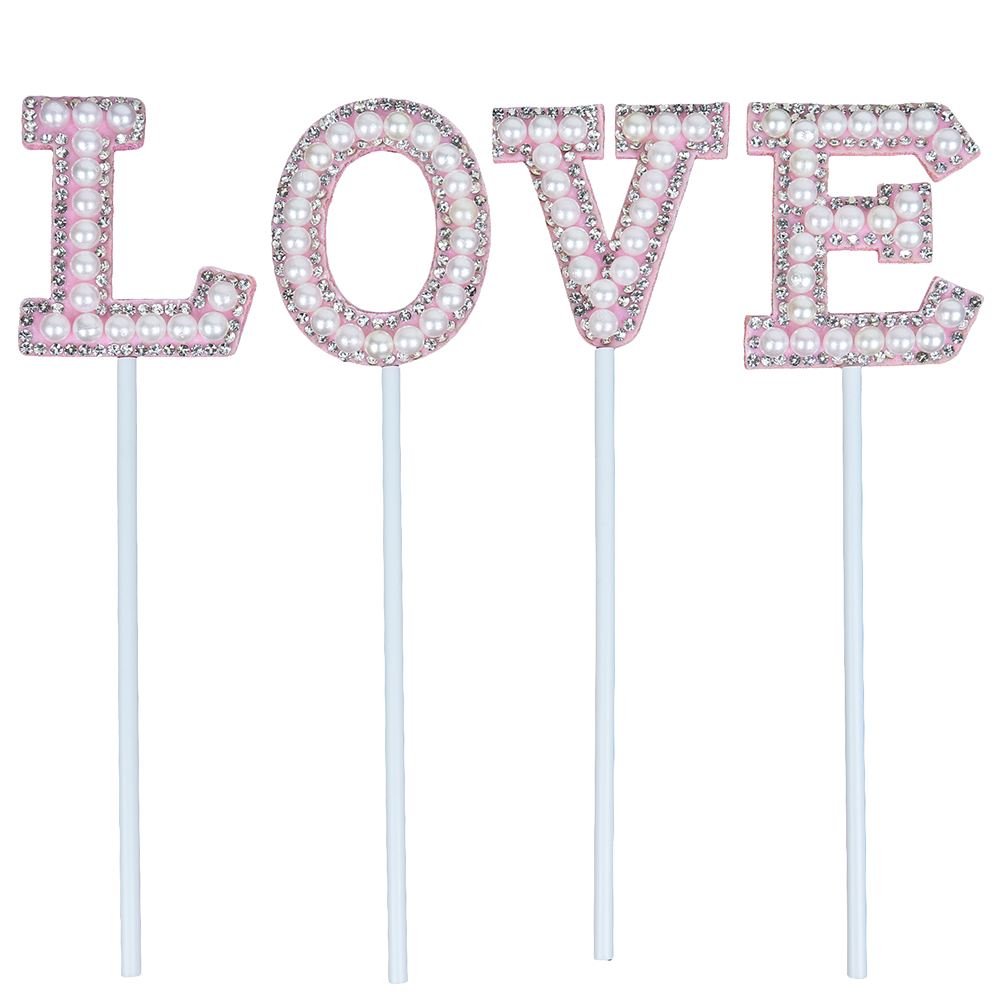 O'Creme 'LOVE' Cake Toppers, Set of 4