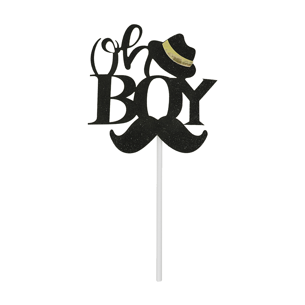 O'Creme 'Oh Boy' Black Cake Topper