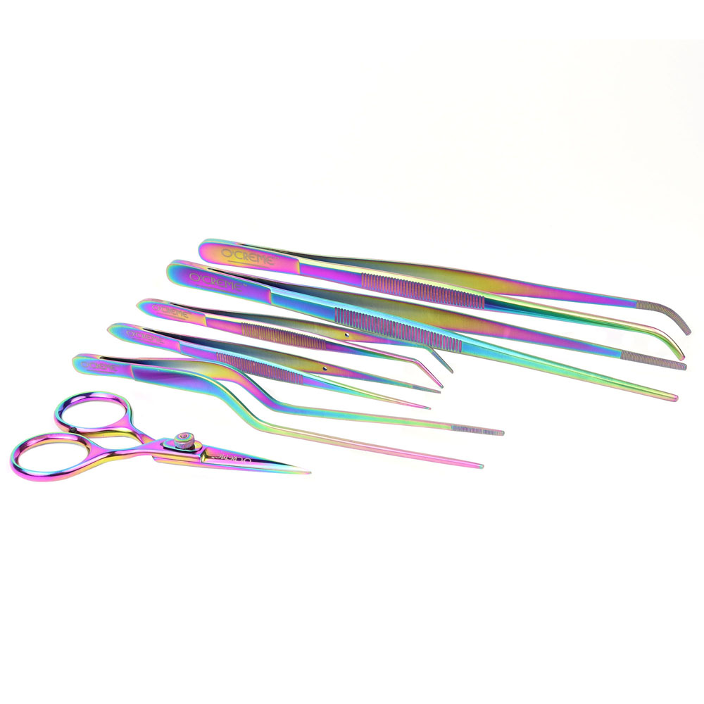 O/'Creme Purple Stainless Steel Tweezers /& Scissors Set of 3