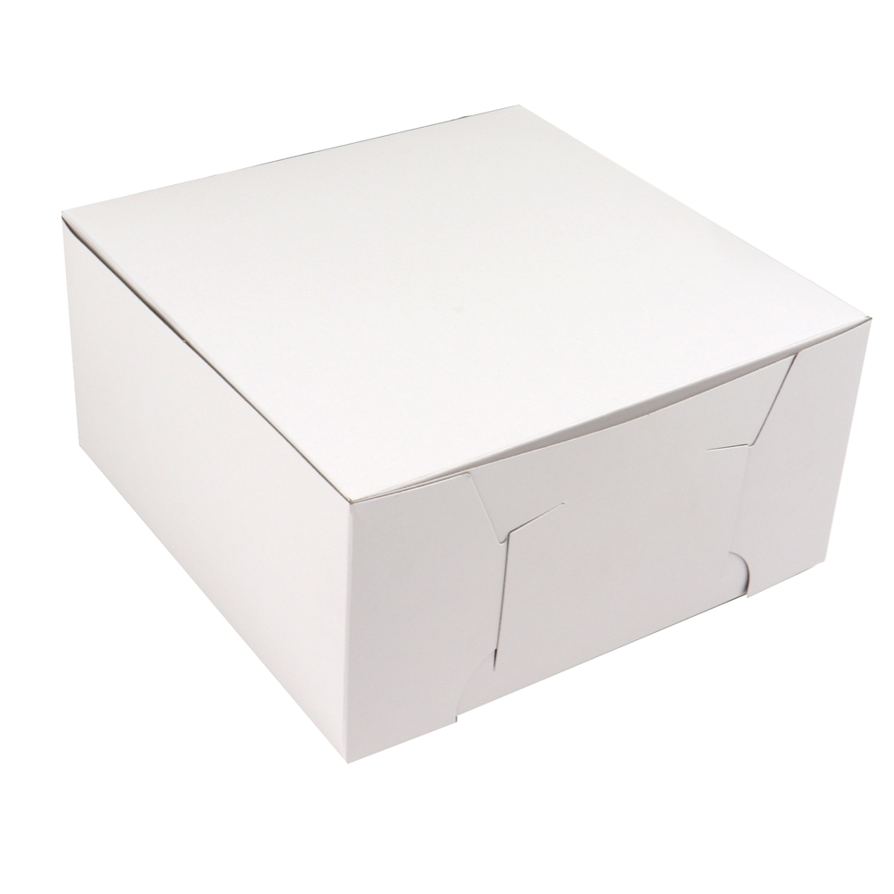 O'Creme One Piece White Cake Box, 10" x 10" x 4" High, Case of 100 Size