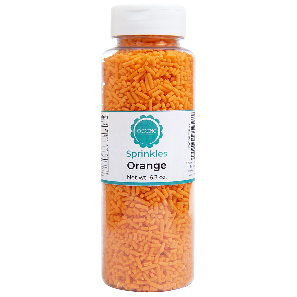 O'Creme Orange Sprinkles, 6.3 oz.