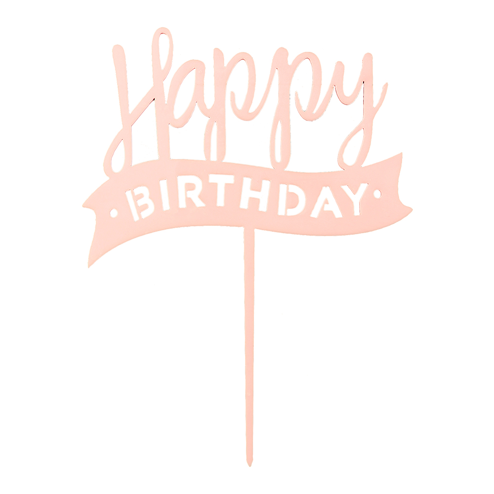 O'Creme Pink 'Happy Birthday' Cake Topper