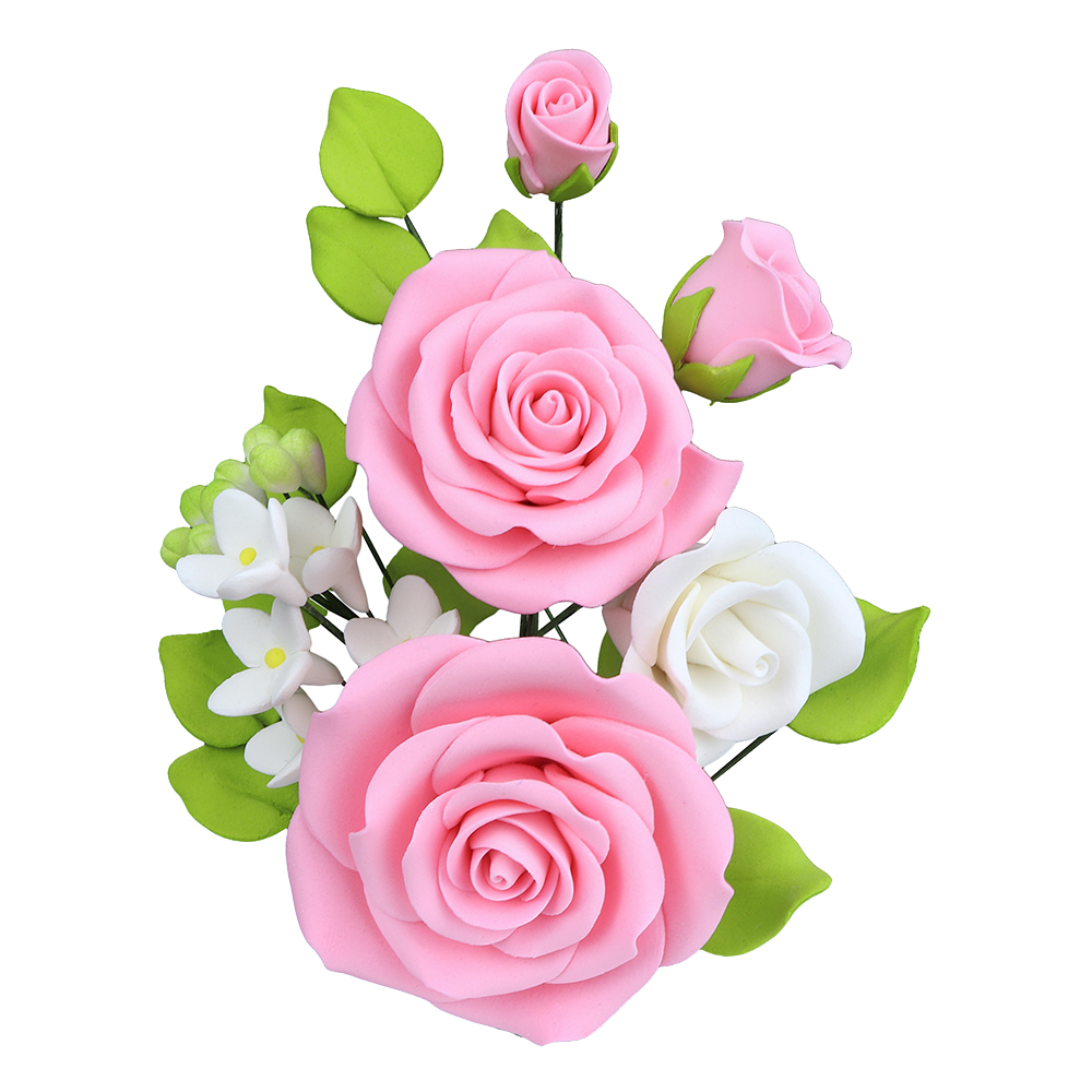 Formal Rose Pink Flower Gumpaste Set of 3 Flowers 2