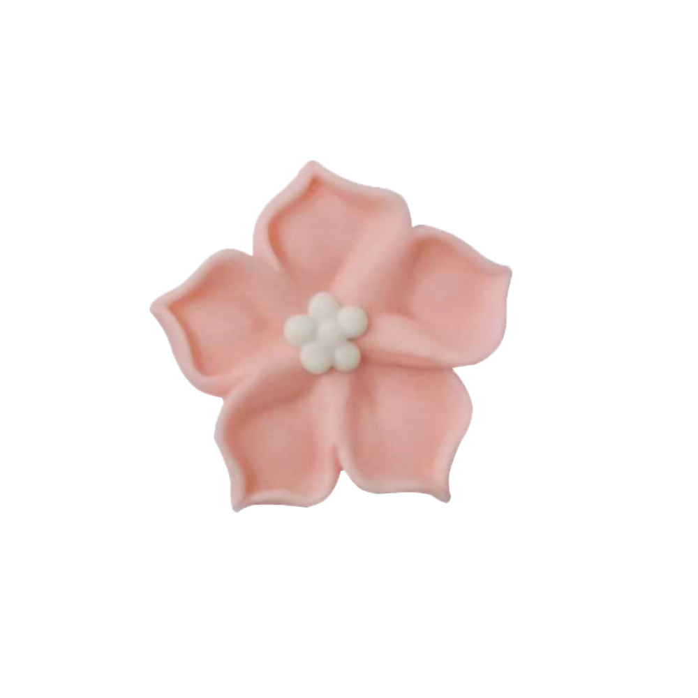 O'Creme Pink Royal Icing Drop Flower, Set of 16