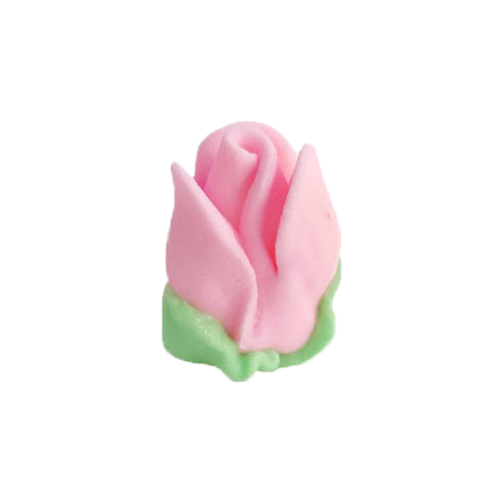 O'Creme Pink Royal Icing Rosebud, Set of 12