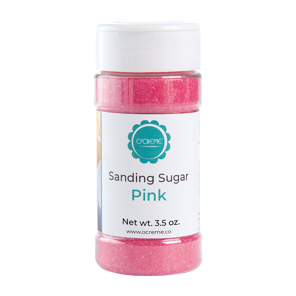 O'Creme Pink Sanding sugar, 3.5 oz.