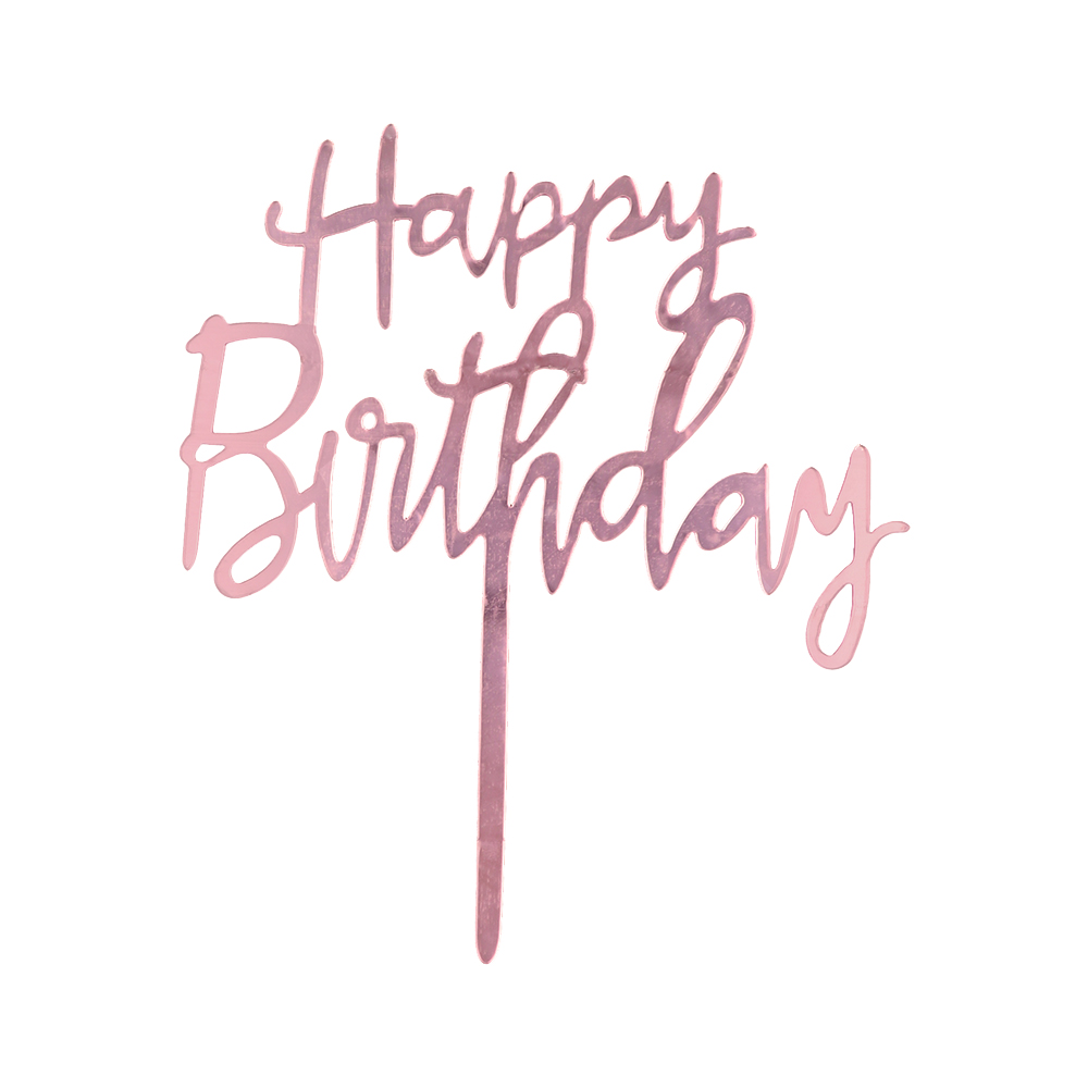 O'Creme Pink Script 'Happy Birthday' Cake Topper