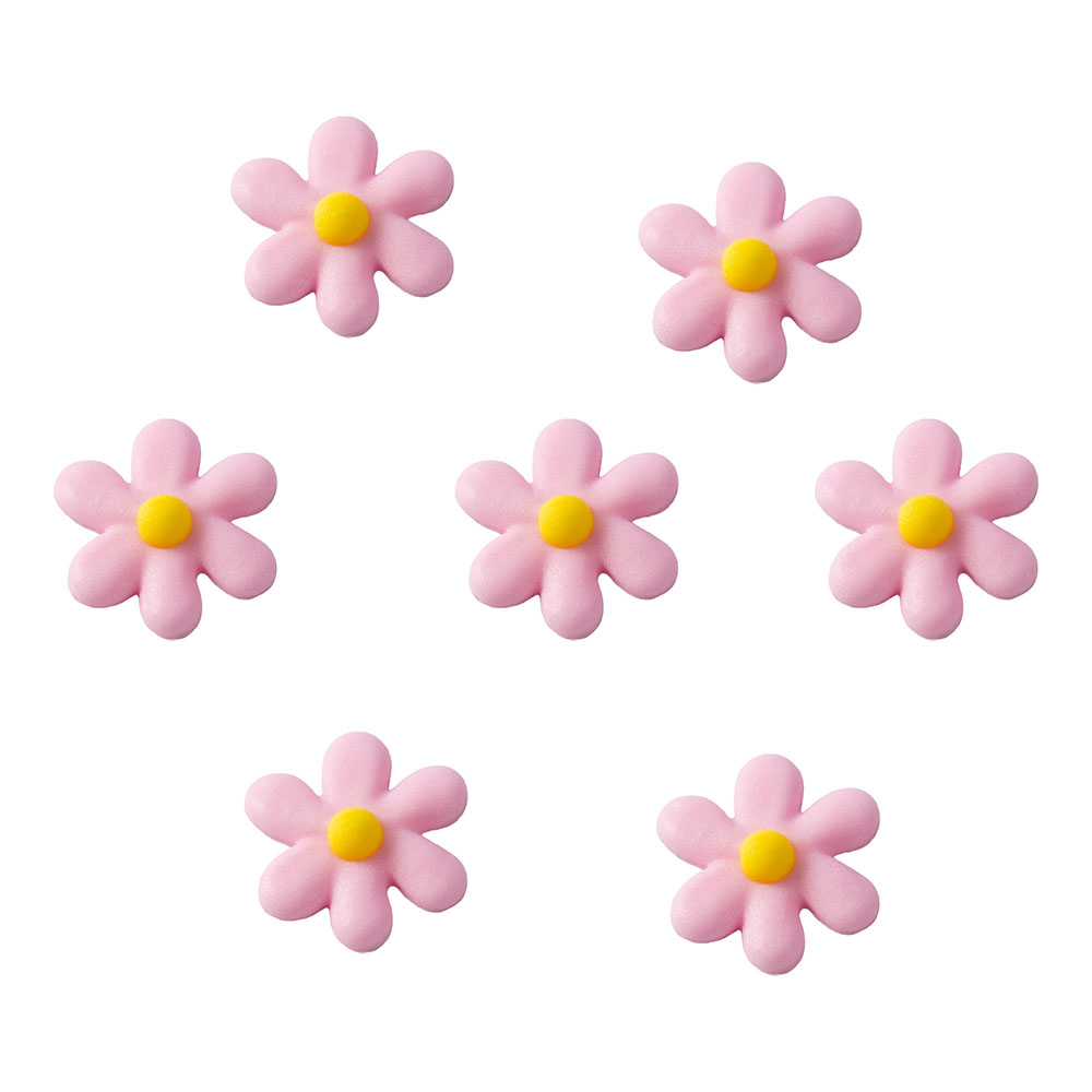 O'Creme Pink Six Petal Royal Icing Flowers, Set of 25