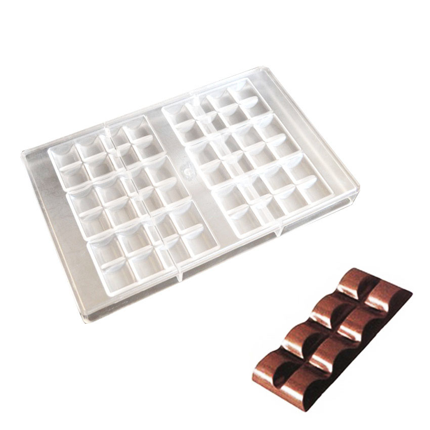 O'Creme Polycarbonate Chocolate Mold, Block of 8 Rounded Squares, 6 Cavities