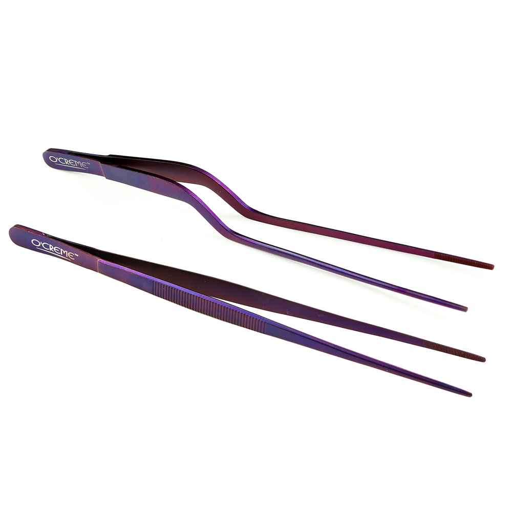 O'Creme Purple Stainless Steel Tweezers, Set of 2