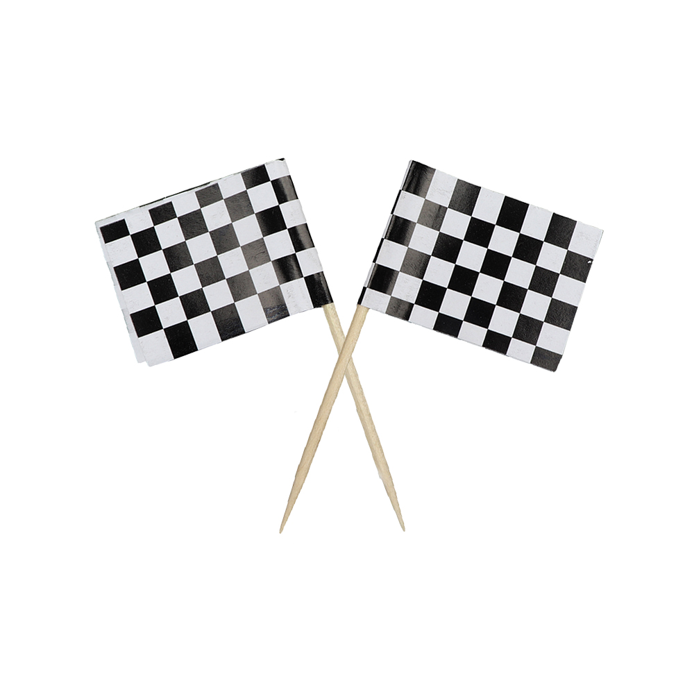 O'Creme Racing Car Flag Cake Toppers, Pack of 25