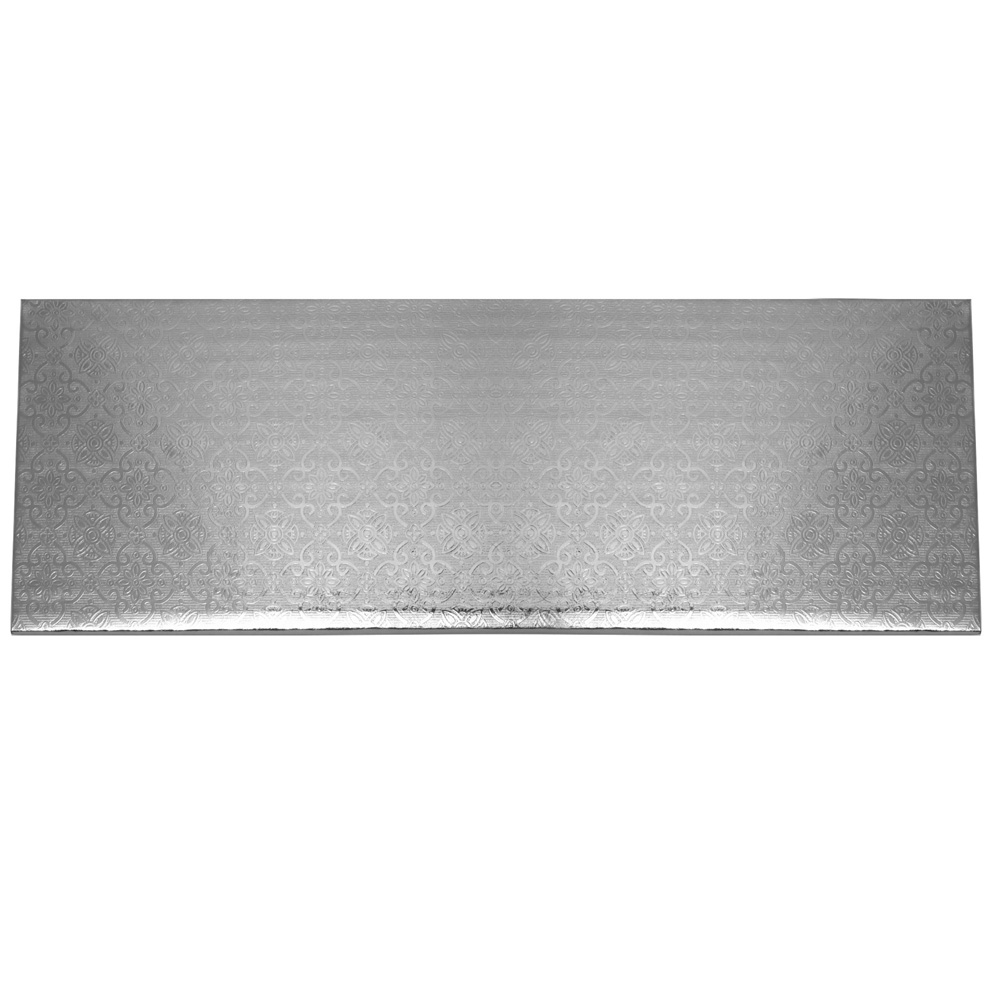 O'Creme Silver Log Cake Drum Board, 14" x 6" x 1/4" Thick, Pack of 10