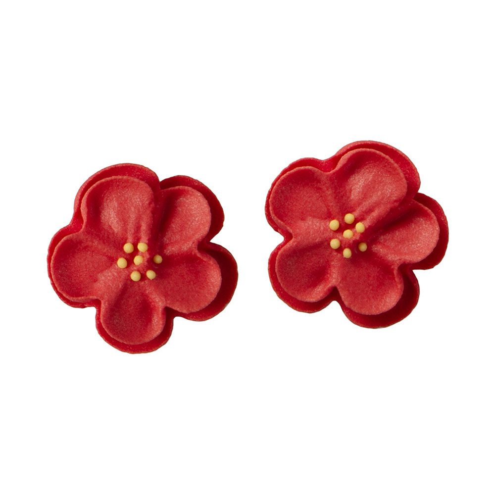 O'Creme Red Royal Icing Pansies, Set of 14