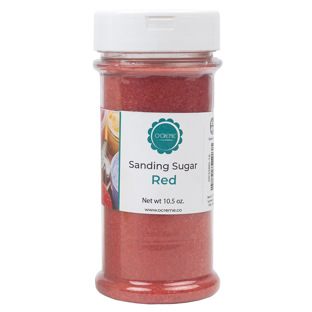O'Creme Red Sanding Sugar, 10.5 oz.