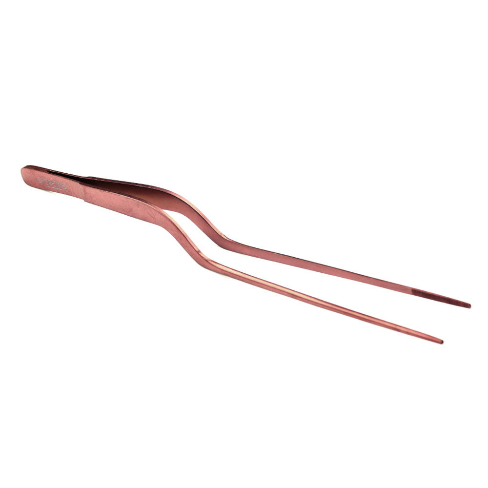 O'Creme Rose Gold Stainless Steel Fine Tip Offset Tweezers